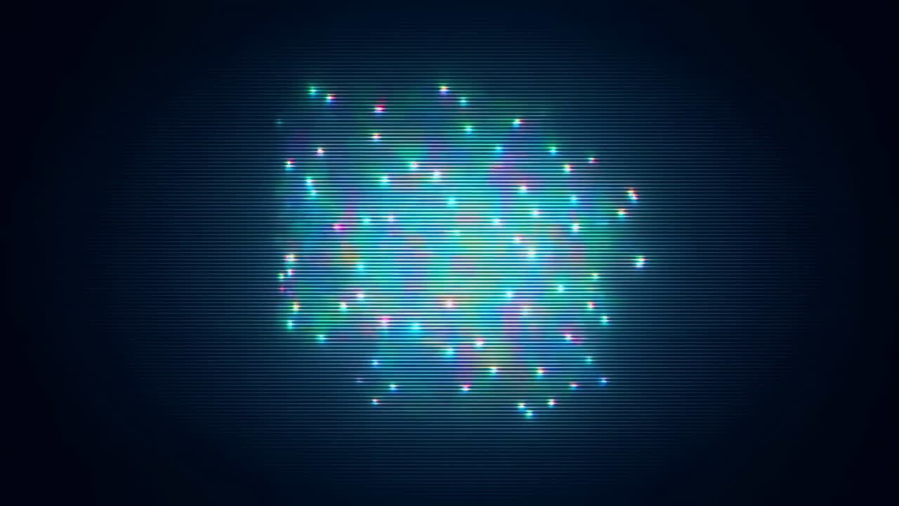 Retro Screen with Flickering Colorful Glitch Particles