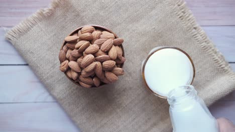 leche de almendras y almendras