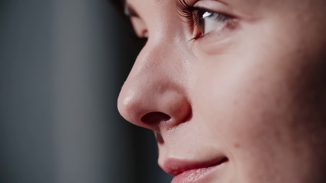 vista de perfil de cerca de una mujer