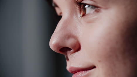 close-up profile view of a woman