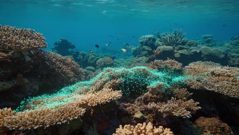 beneath the surface: a vibrant underwater scene showcasing colorful coral reefs and diverse marine life in a pristine ocean environment