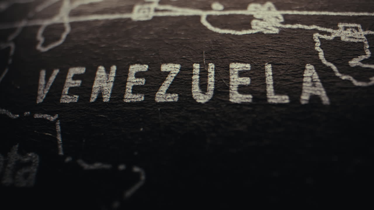 Close-up of a Map Showing Venezuela