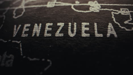 close-up of a map showing venezuela