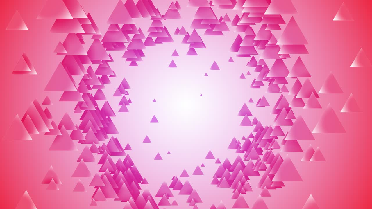 추상적인 모양의 운동 배경, 분홍색 배경으로 삼각형 모양의 움직임, 패턴 삼각형 배경