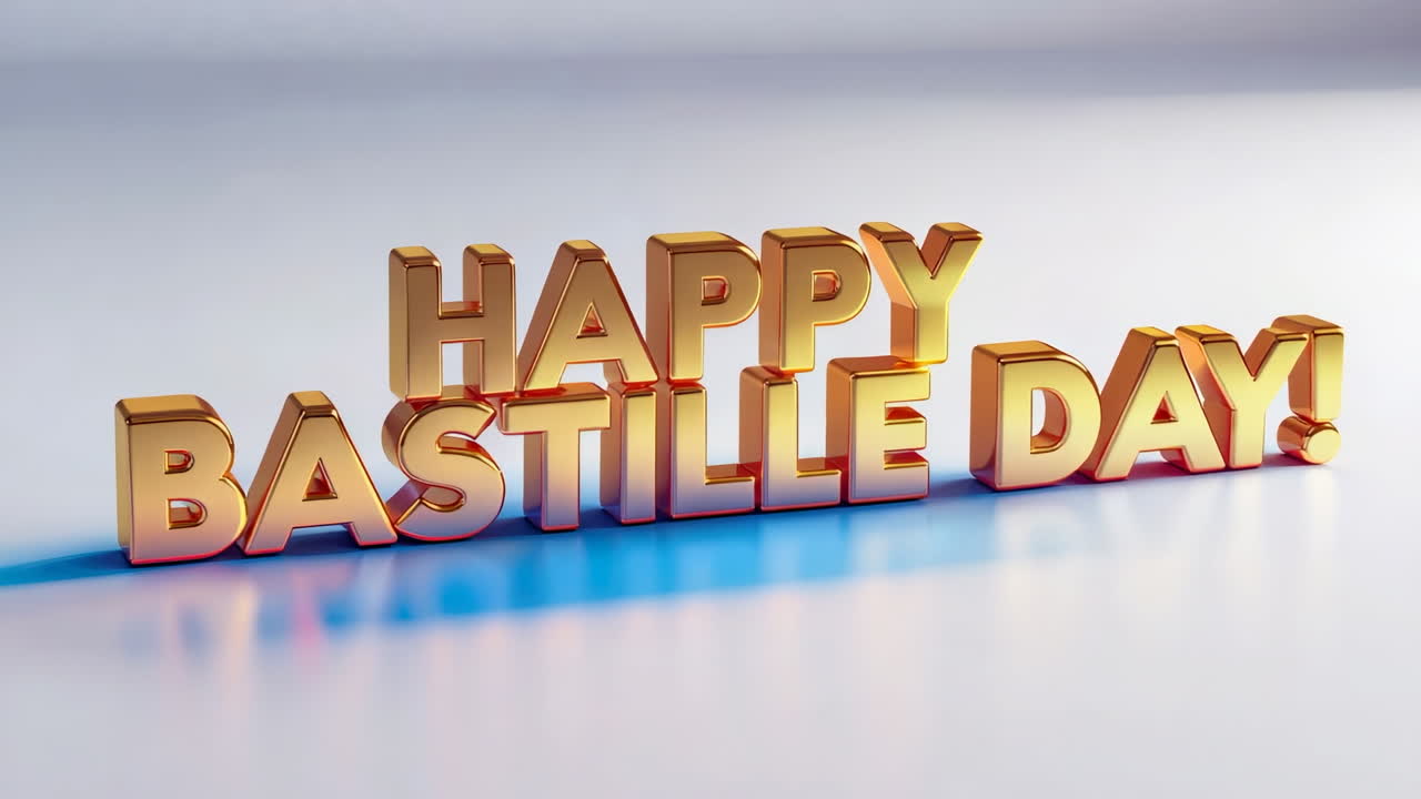 Buon Giorno della Bastiglia, testo 3D dorato