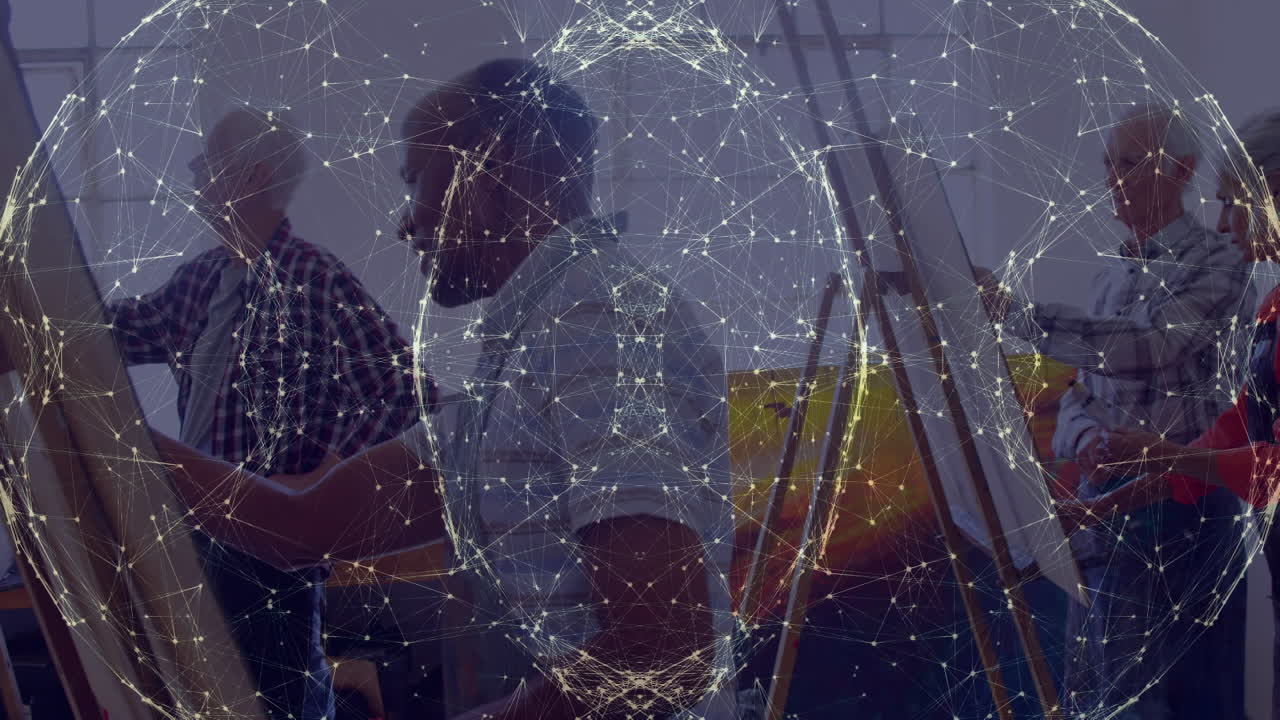 아프리카계 미국인 노인에 대한 연결 네트워크의 글로브 스튜디오에서 그림을 그리는