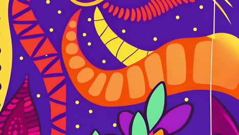 colorful abstract shapes and patterns animation with vibrant purple background