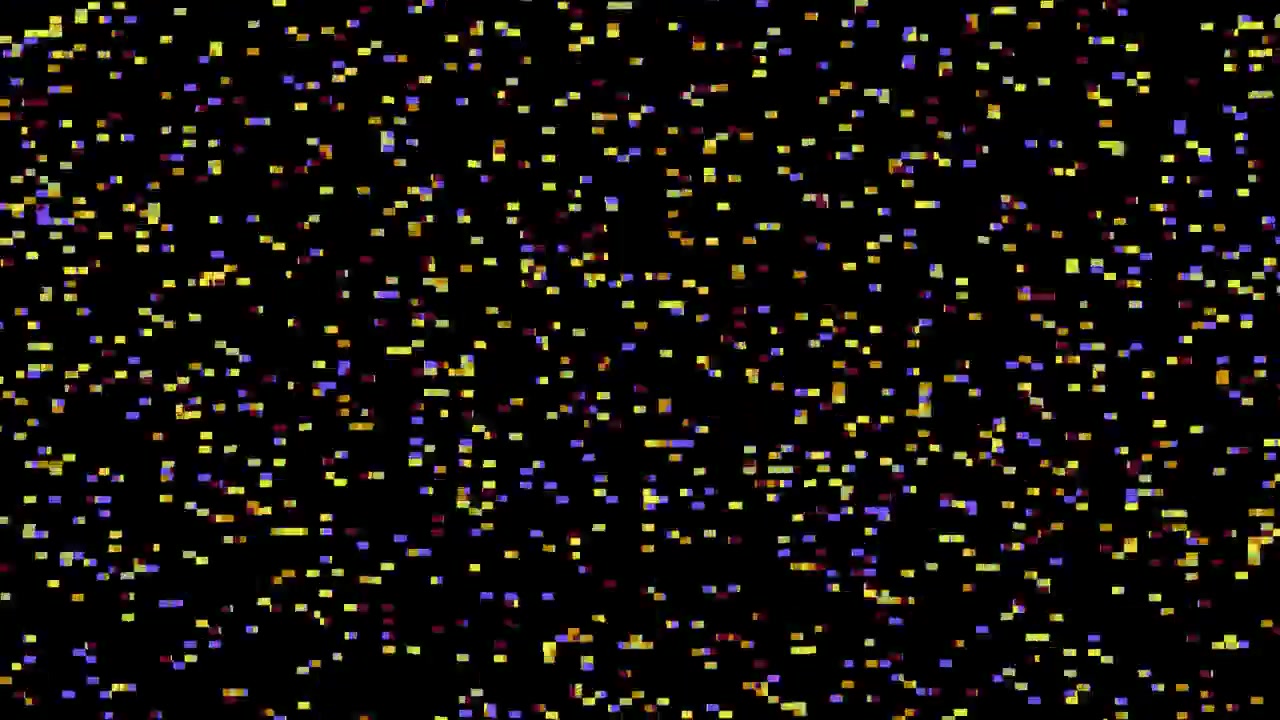Effetto Glitch Digitale Astratto con Pixel Gialli e Viola Sfarfallanti