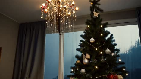 a christmas tree decorated with ornaments and lights