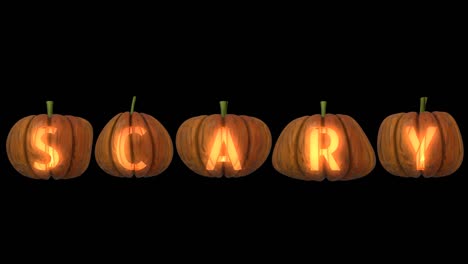 carved pumpkin letters  forming the text scary