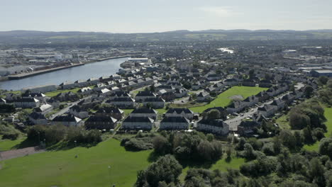 an aerial view of inverness city on a sunny summer's morning