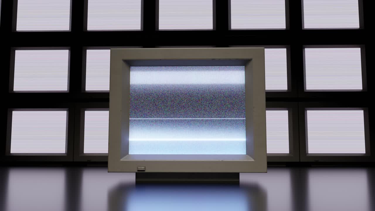 Old broken vintage TV with noise