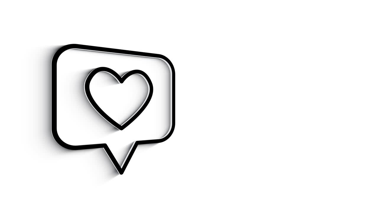 Social media 3D shadow icon design isolated on white background. Outline web icon. Motion graphics.