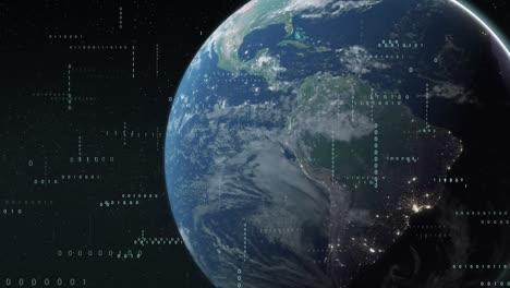 Animación-De-Procesamiento-De-Datos-Y-Globo-Terráqueo-Sobre-Fondo-Negro