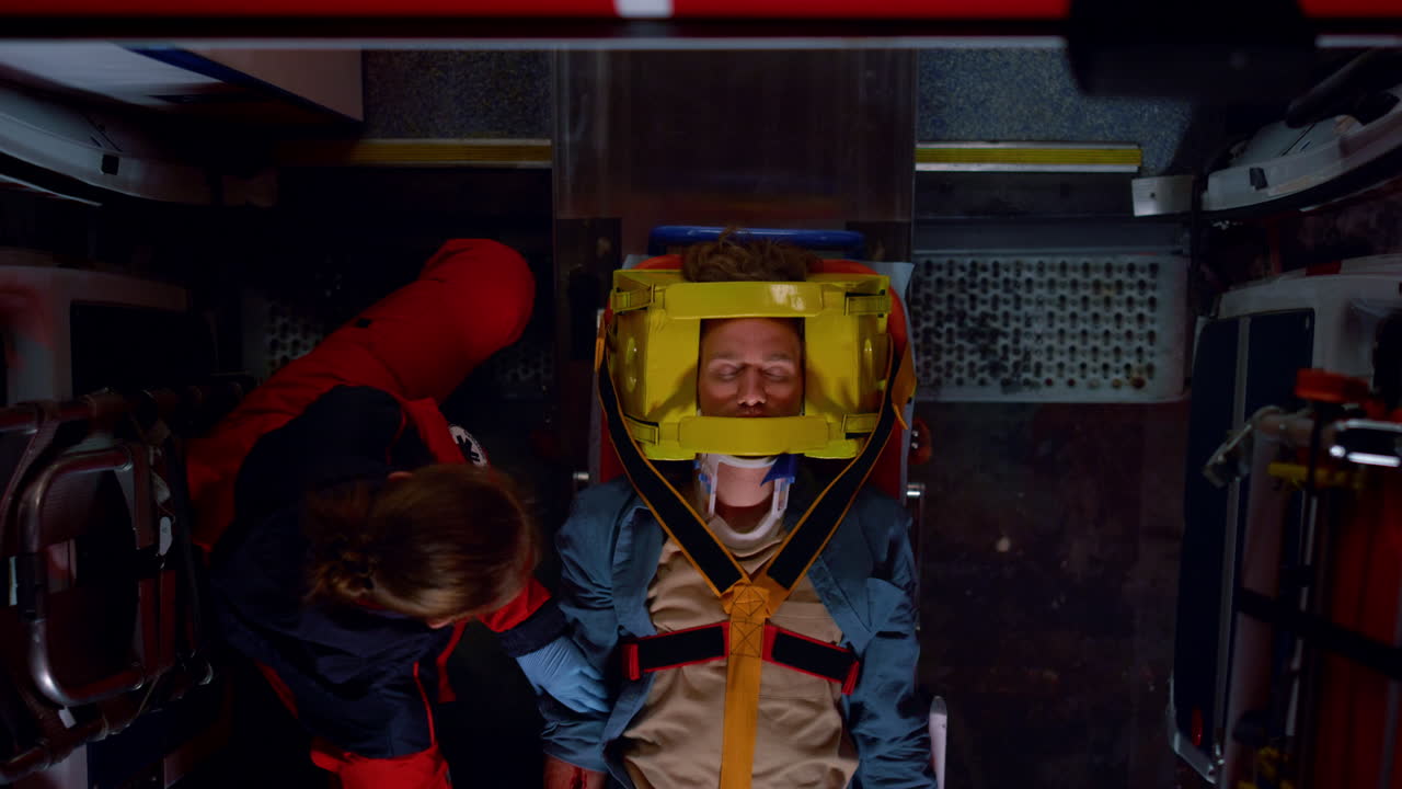 Medical team working at night