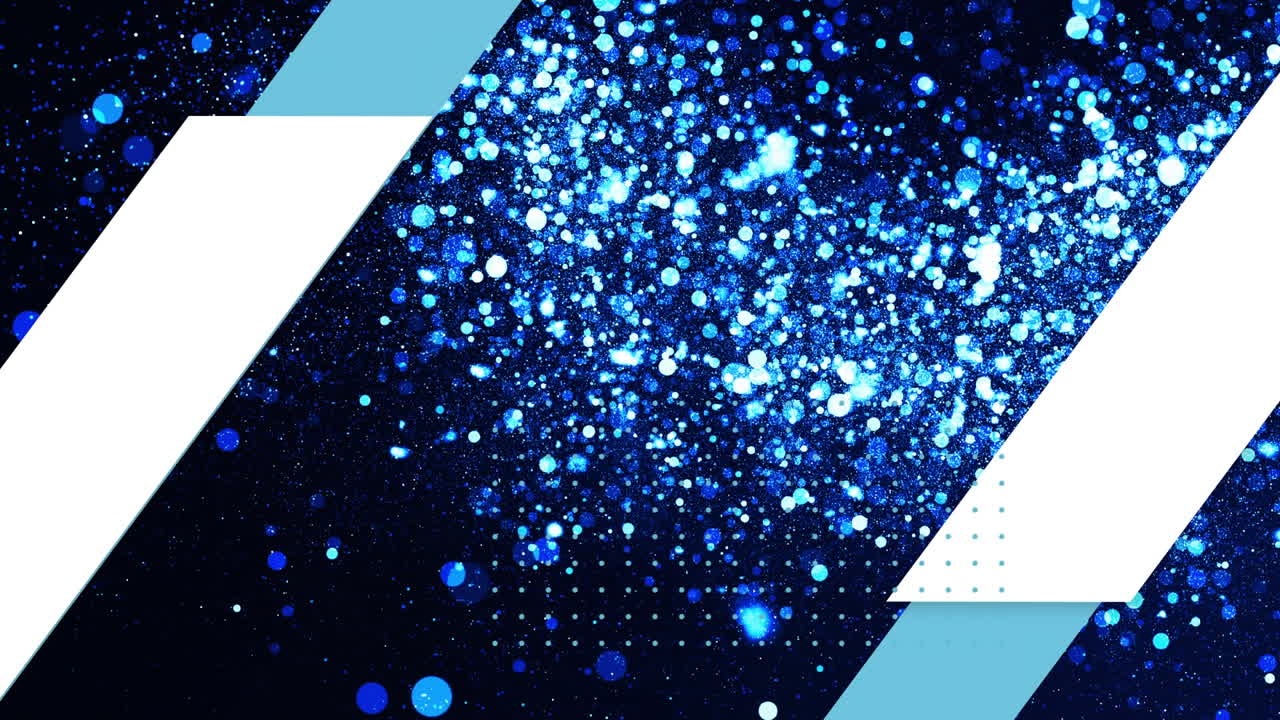 배경에 빛나는 파란색 반점 위에 파란색과  ⁇ 색 선과 점의 애니메이션