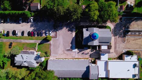 Ascending-bird-eye-areal-over-Holy-Virgin-Protection-Russian-Orthodox-Cathedral-from-Des-Plaines,-Illinois-USA