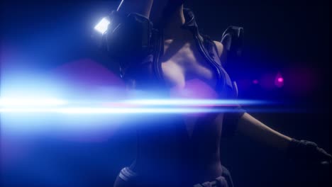 mujer joven cyberpunk, estilo futurista