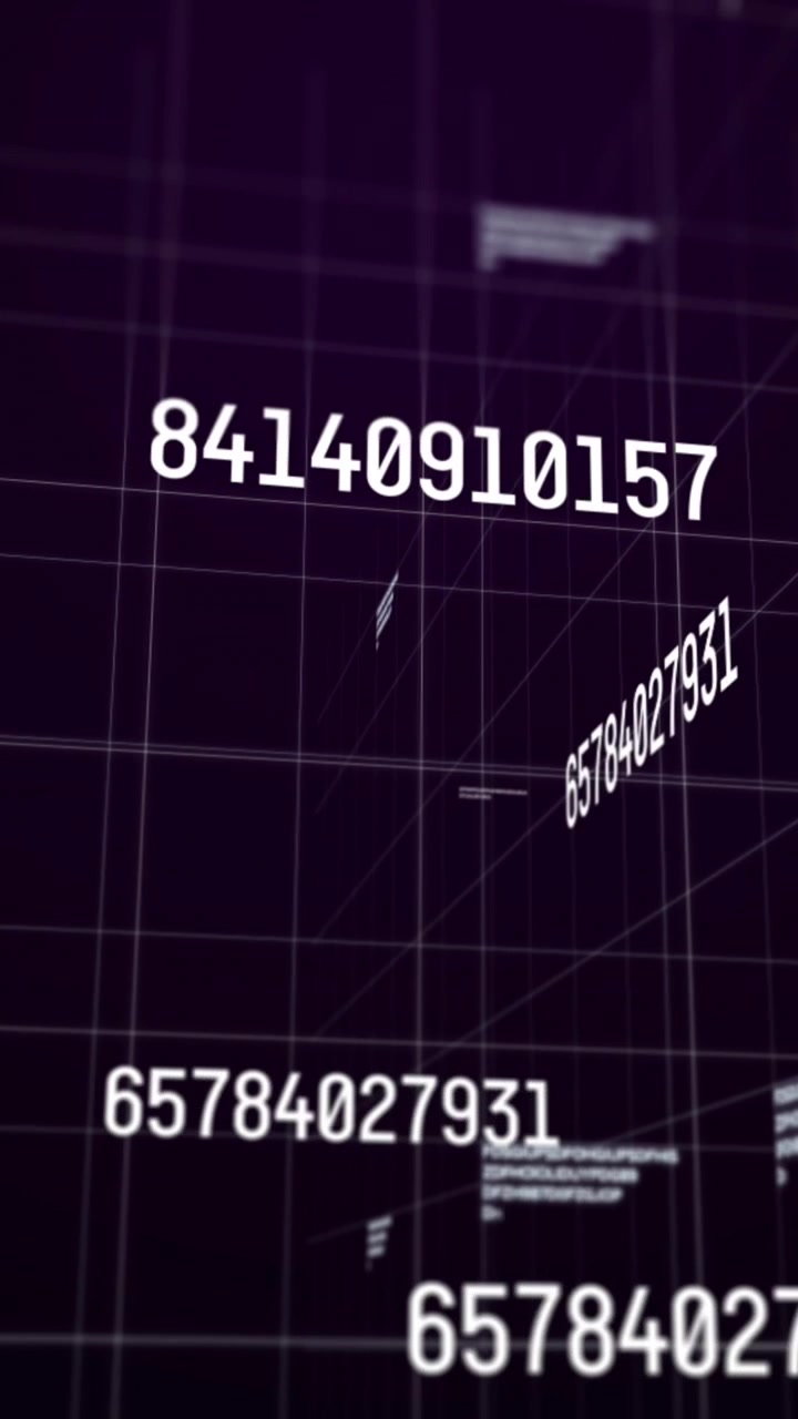 Abstract Digital Grid Background with Flowing Numbers and Data