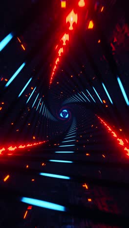 flight through a neon triangle. vertical looped animation