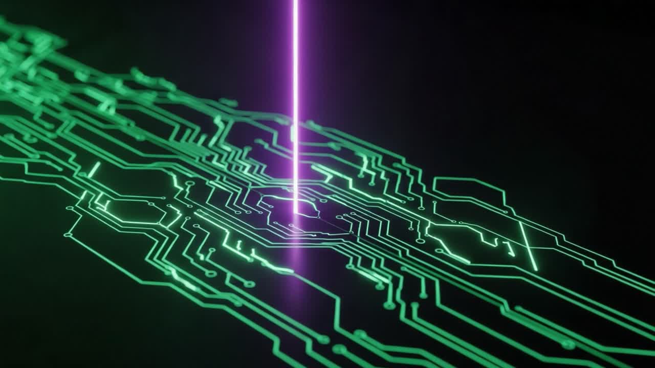 An Illuminated Journey Through Futuristic Circuitry: A Glimpse Into the Integration of Technology and Light in a Digital Landscape