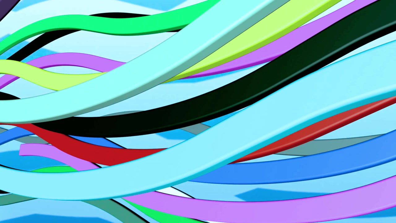 Abstract Flowing Colorful and White Wavy Ribbons Animation