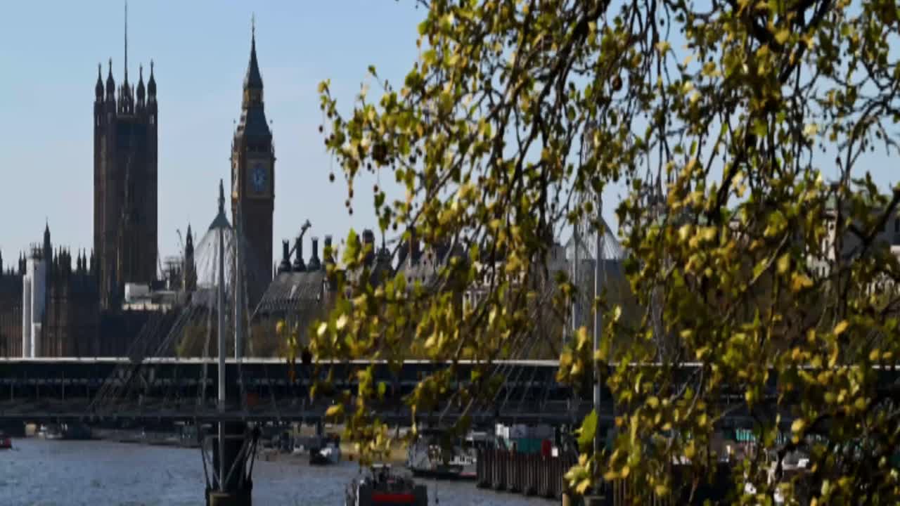 View towards Big Ben and Palace of Westminster from Waterloo Bridge, London, United Kingdom