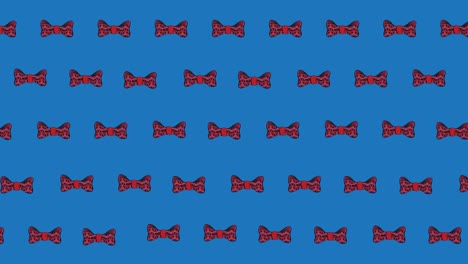 animation of bow ties floating over blue background