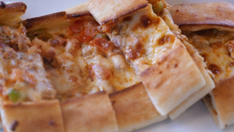 turkish pide with meat and cheese