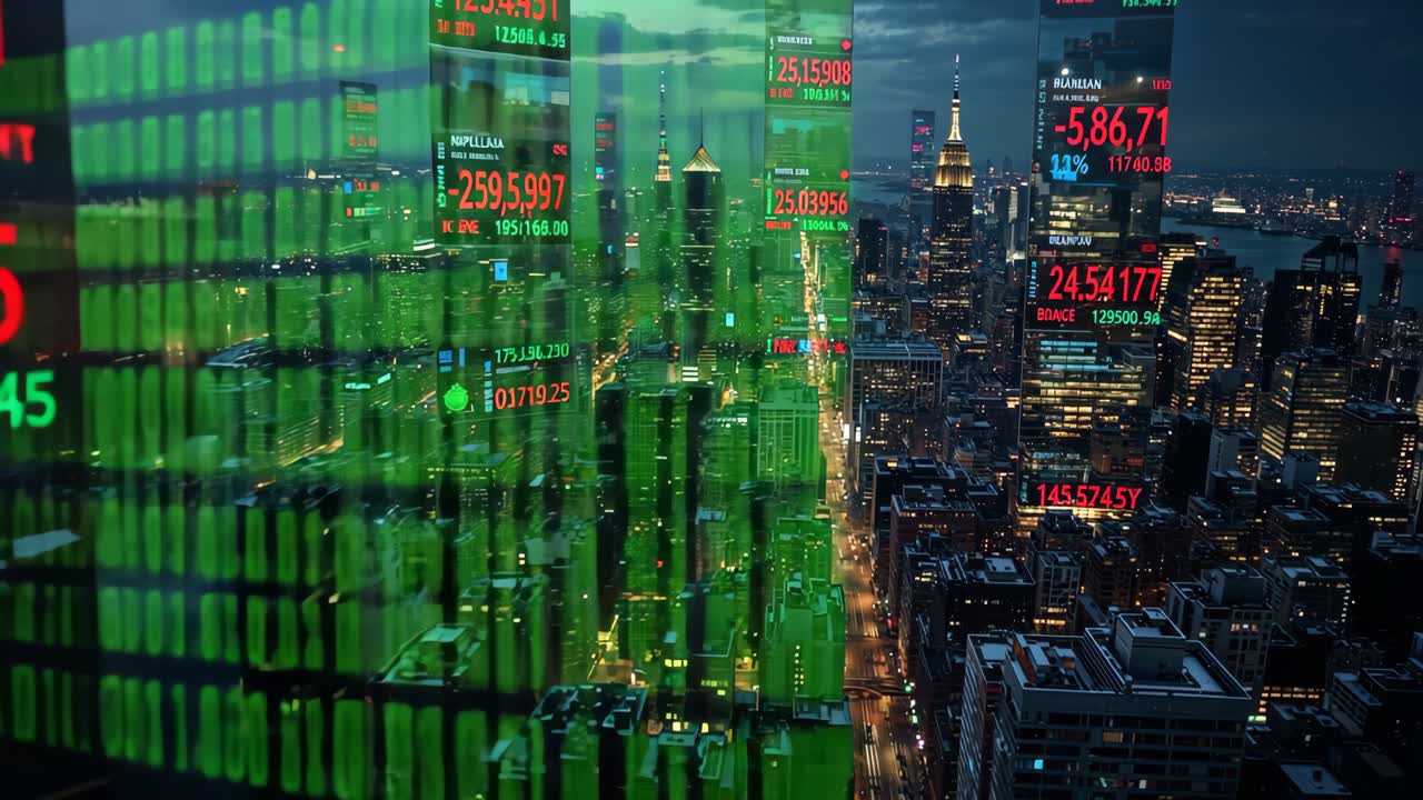 Financial Data Overlay on Cityscape