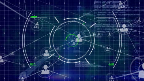 animación de la red de conexiones con personas iconos sobre el alcance y el procesamiento de datos