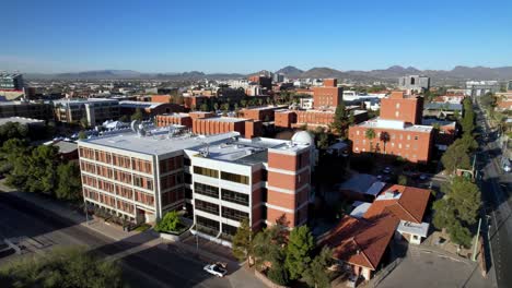 aerial pan of university of arizona campus