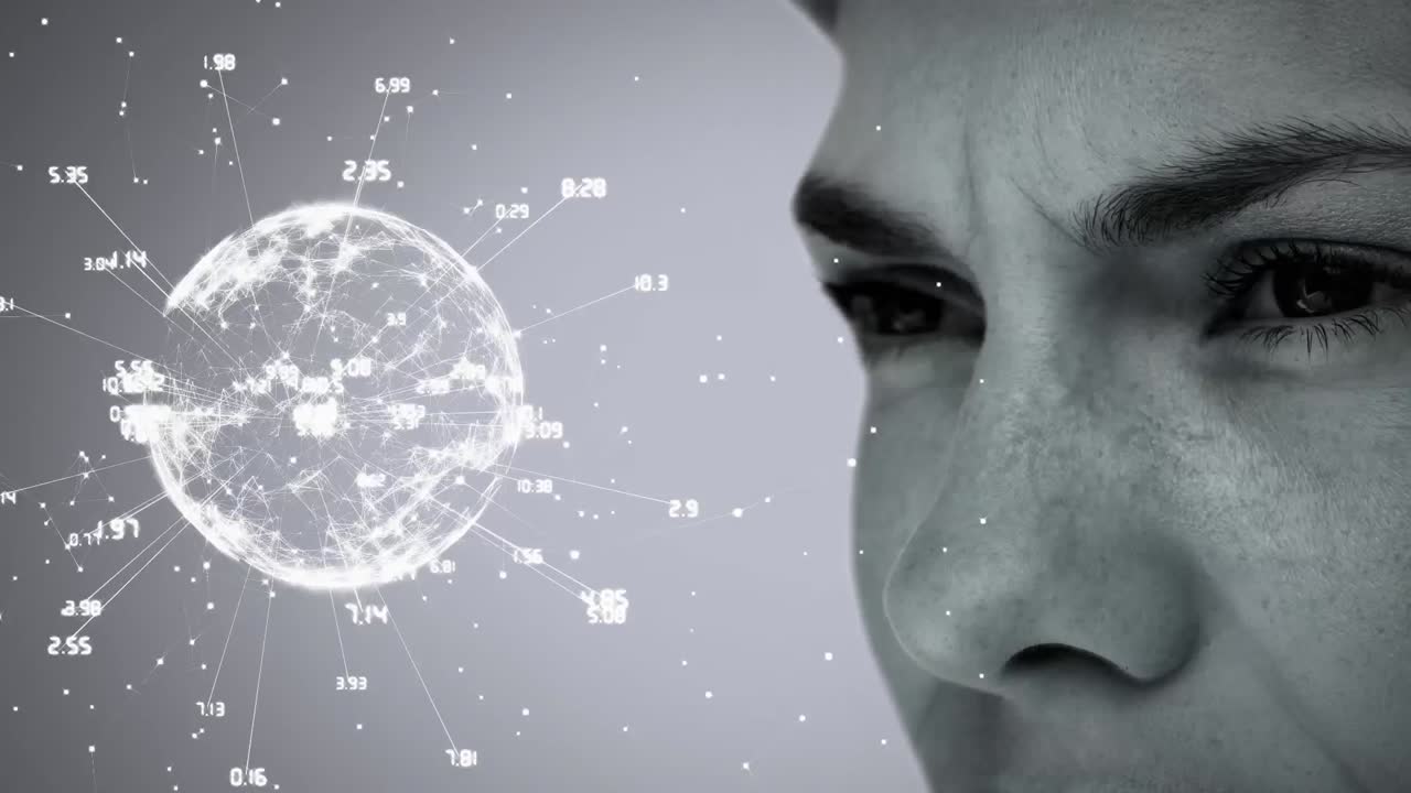 animación de la red de conexiones sobre la mujer