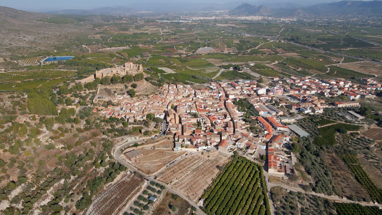 Veduta aerea della città di Montesa e dei suoi dintorni