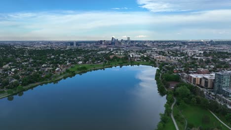 large lake in city suburb in usa