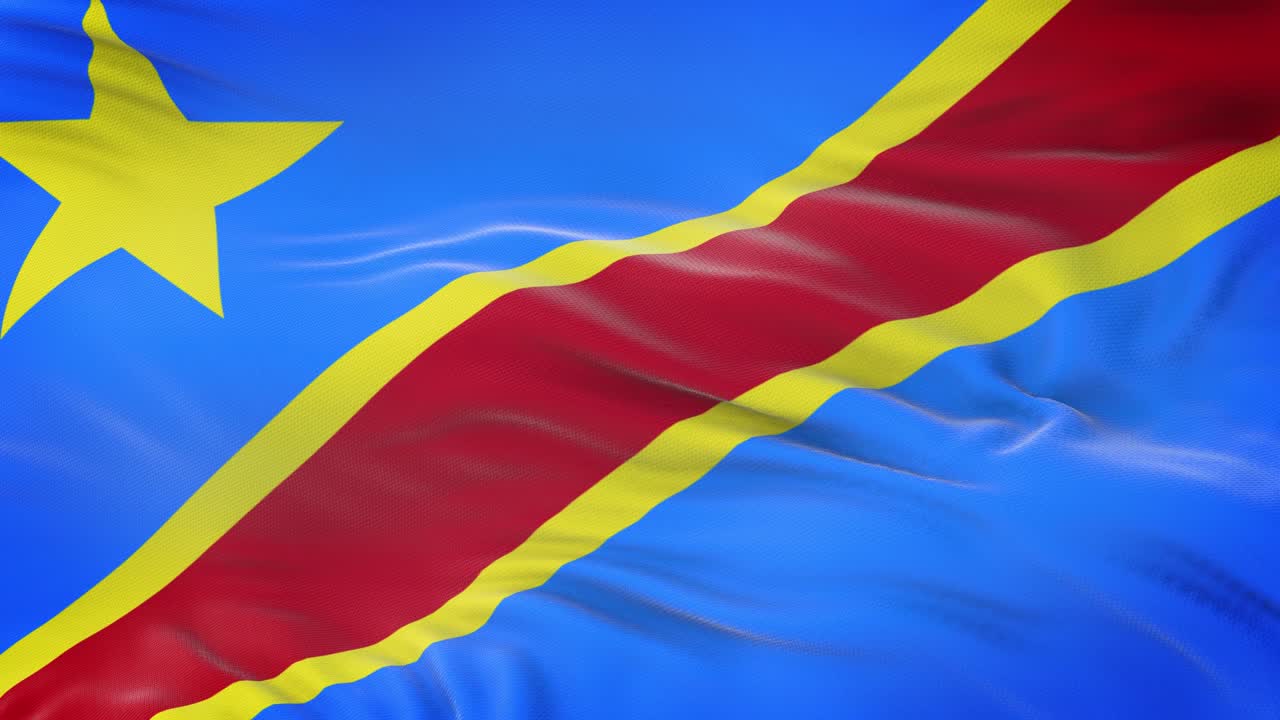 bandera del congo ondeando en el viento con textura de tela muy detallada. bucle sin costuras