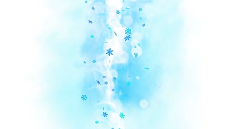 colorful bright snow crystals swinging in winter background with sun flares. beautiful nature scene. illustration winter snowflakes. loop animation.