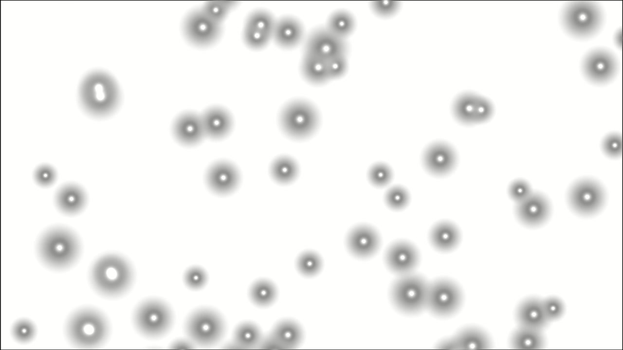 Abstract animation featuring glowing floating light particles and soft luminous orbs drifting across white background creating calm atmospheric visual effects