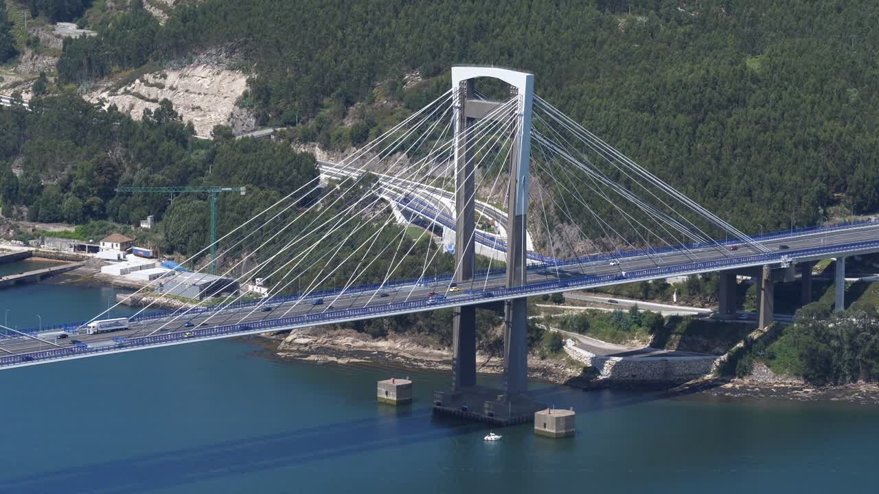 Close up view of one of the pillar of Rande Bridge, Ría de Vigo, Pontevedra, Spain
