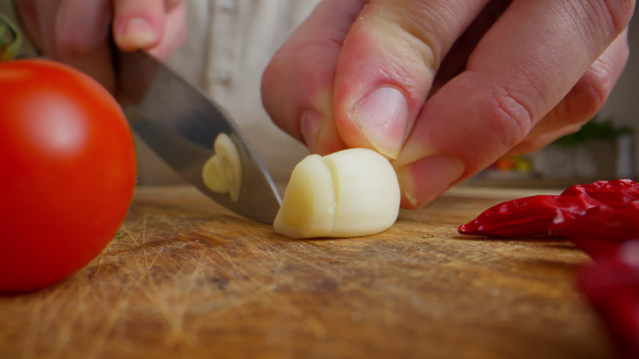 Preparing Garlic and Tomatoes