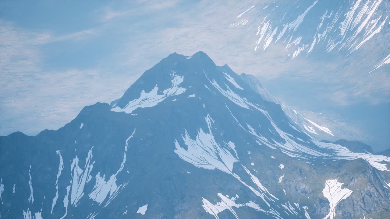 눈 이  ⁇ 인 산 들 의 공중 풍경