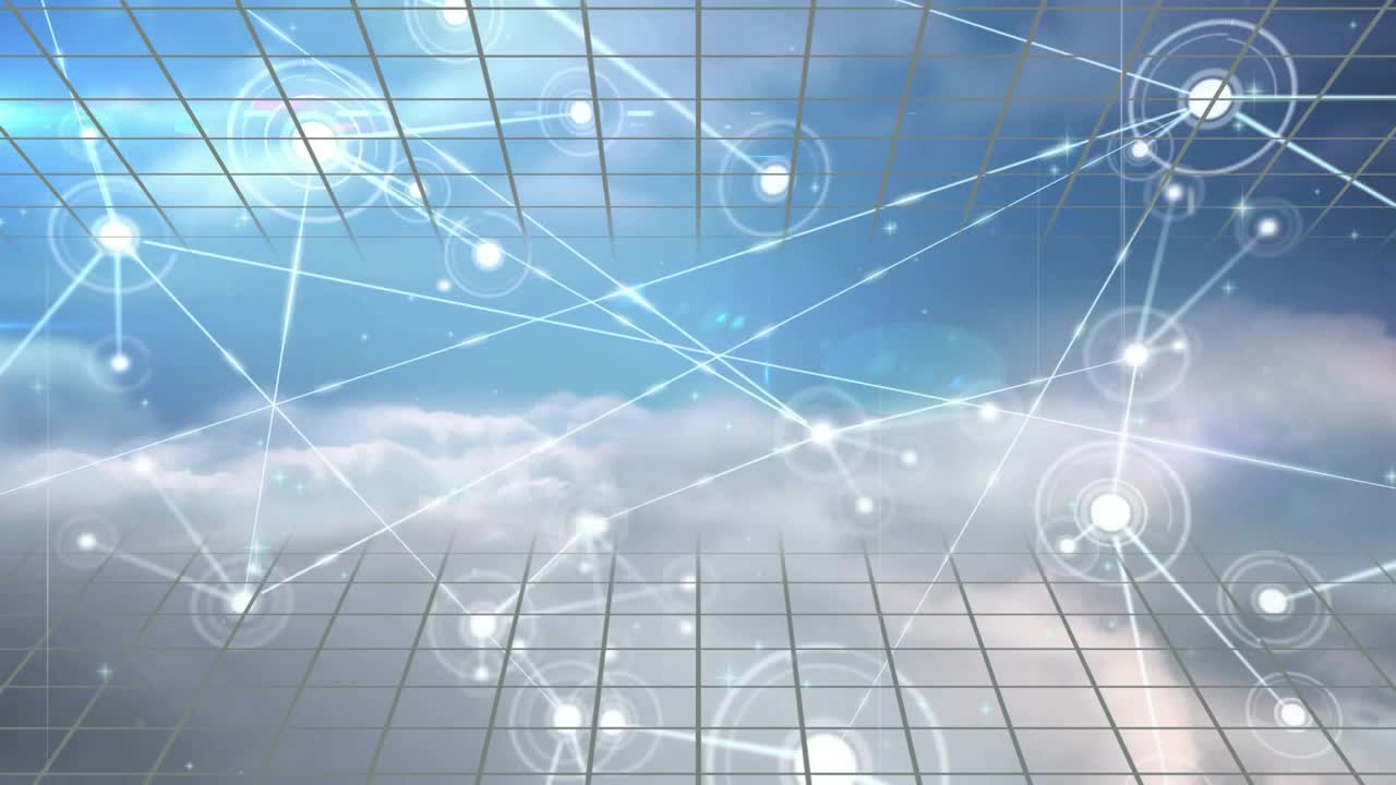 HUD ring pulsing, core orb sending lines and adding nodes, network growing and visualizing links