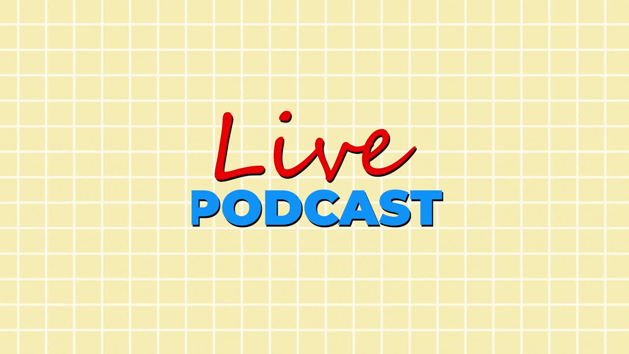 Live Podcast Tekstanimation på Gitterbaggrund