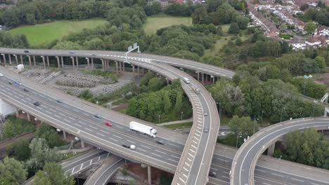 drone shot passing over spaghetti junction