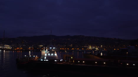 port of genoa by night