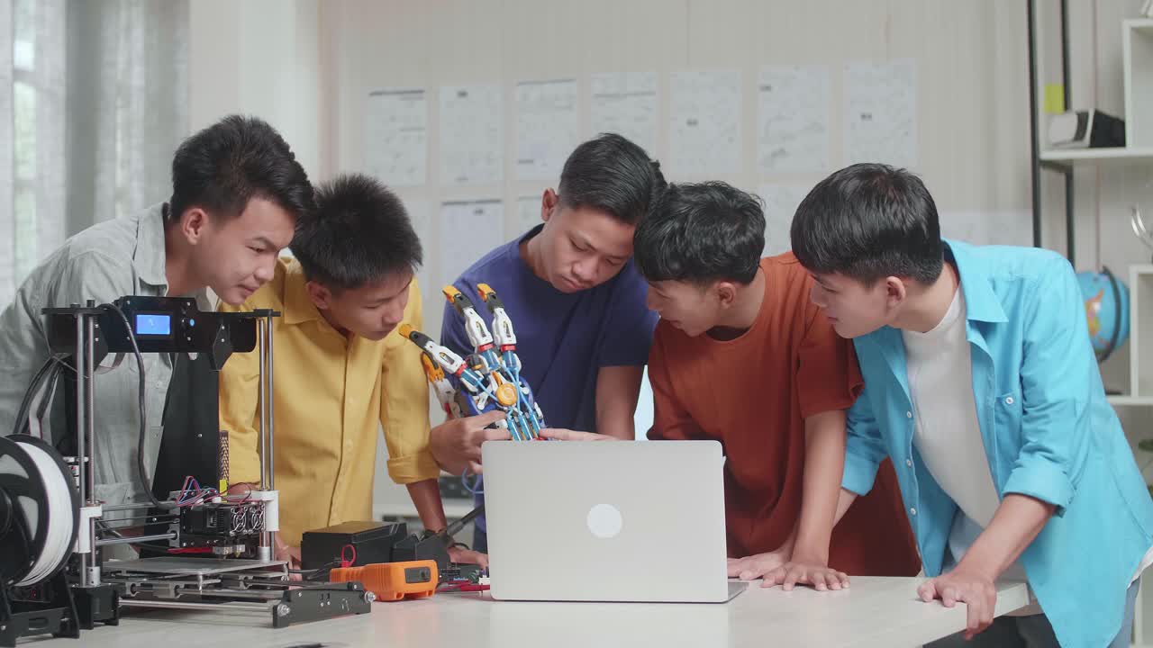 Students working on a robotics project