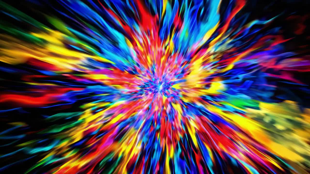 This artistic creation showcases an explosion of vibrant colors blending seamlessly, creating an immersive visual experience. The dynamic patterns radiate energy and movement, capturing a mesmerizing range of hues from bright blues to fiery reds. The artwork evokes feelings of creativity and inspira