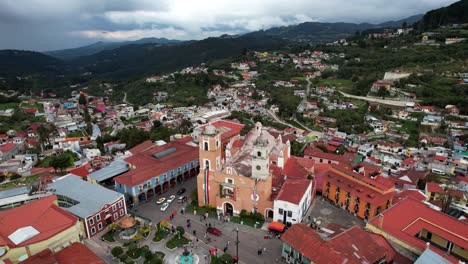 orbital drone shot of the church of real del monte, hidalgo, mexico