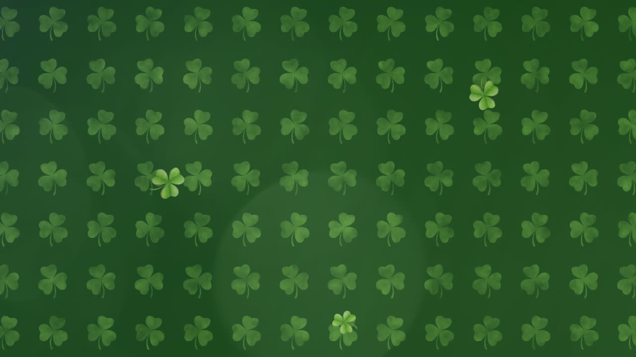 Animation of green clovers in background for St. Patricks day