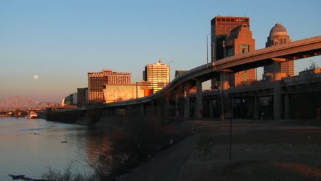 freeway overpasses lead to louisville kentucky at dusk